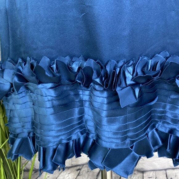 BCBGMaxazria Womens Jeweled Cut Out Ruffle Sleeveless Cocktail Dress Blue 2 - Picture 7 of 16